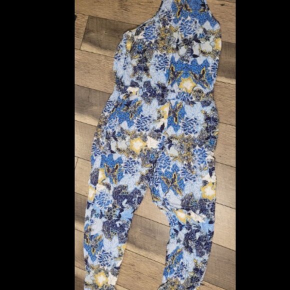 2 for $20 Jack by BB Dakota Jumpsuit Open Back Halter Floral Size M - Picture 4 of 10